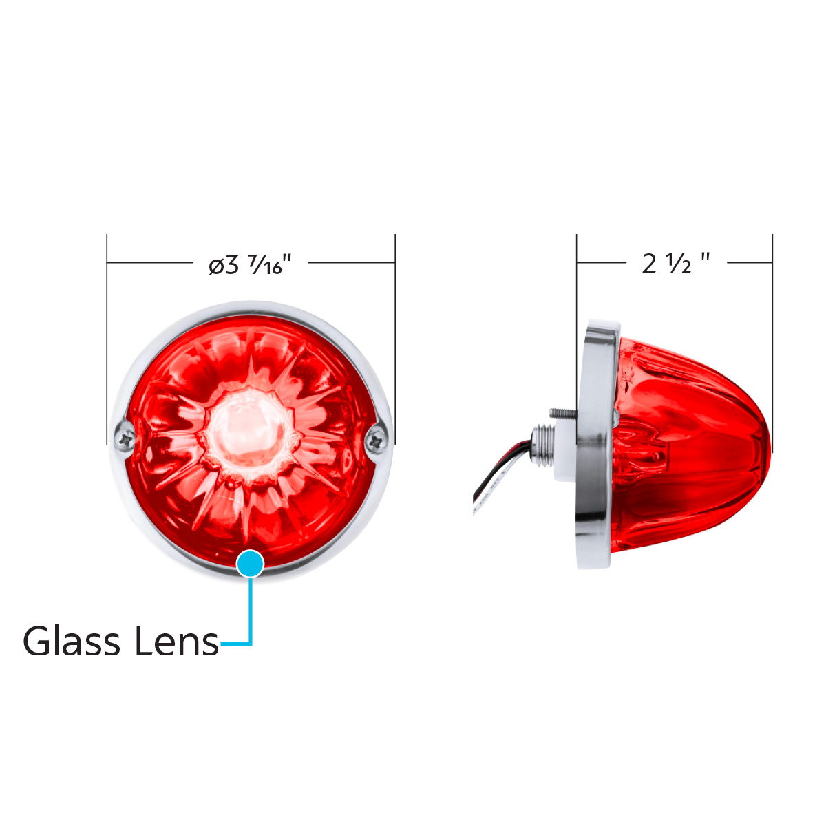 Glass Watermelon Light Kit With 2 LED Light-Red LED/Red Lens - Thumbnail 8