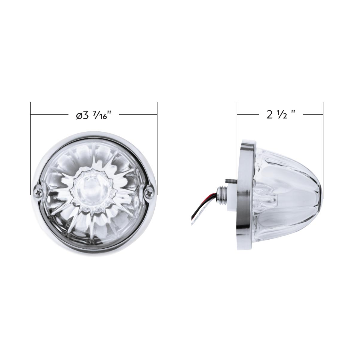 Glass Watermelon Light Kit With 2 LED Light-Amber LED/Clear Lens - Thumbnail 8