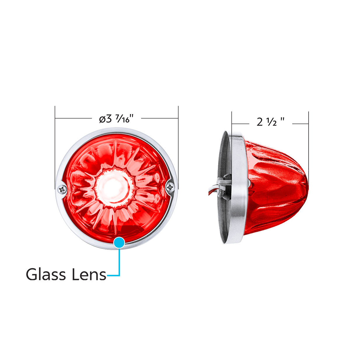 Glass Watermelon Light Kit With 4 LED Light-Red LED/Red Lens - Thumbnail 8