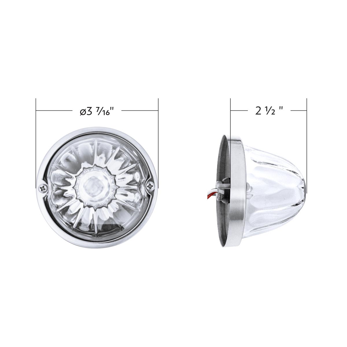 Glass Watermelon Light Kit With 4 LED Light-Amber LED/Clear Lens - Thumbnail 8