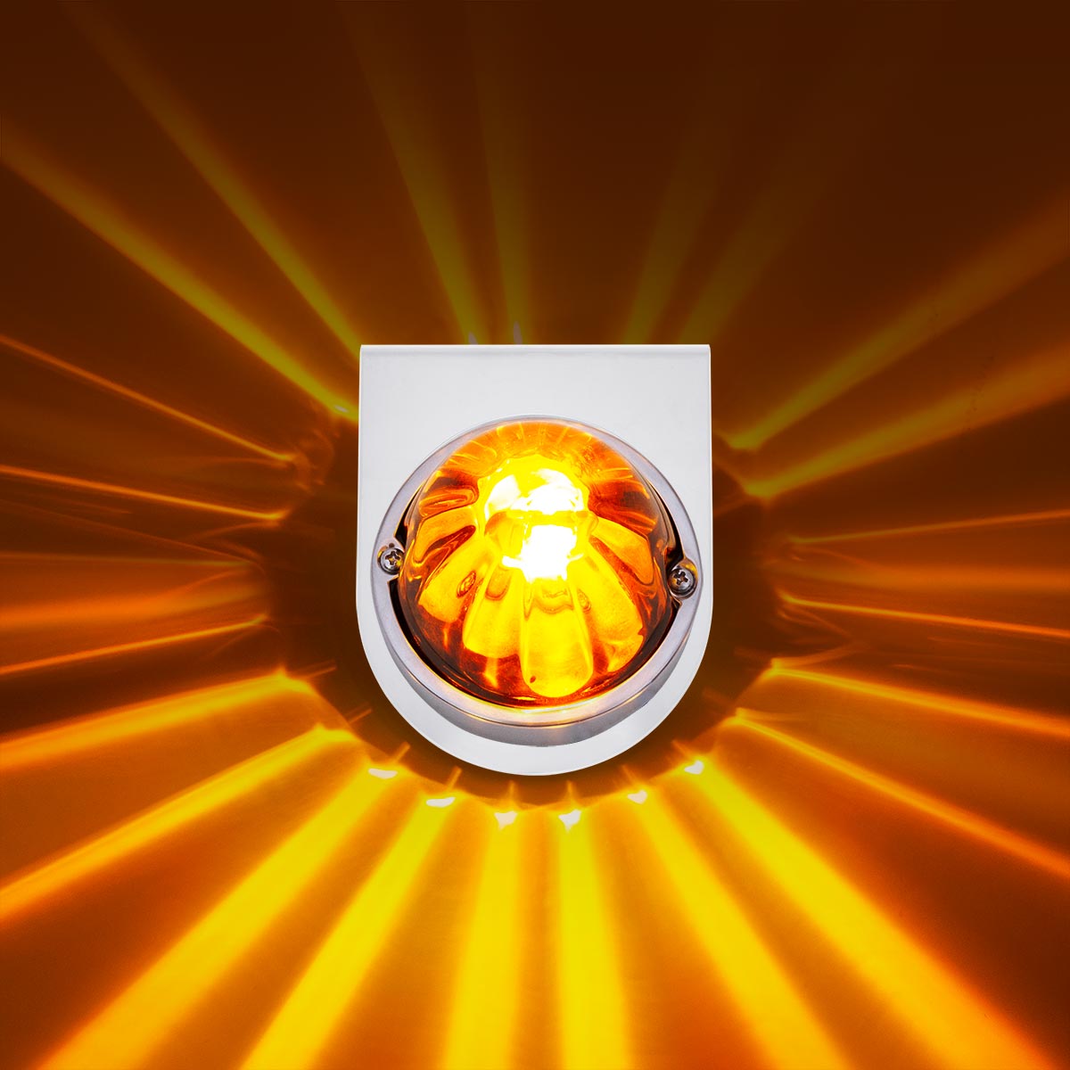 UltraBurst Glass Watermelon Light With Stainless Steel Light Bracket Kit-Amber LED/Amber Lens - Thumbnail 9