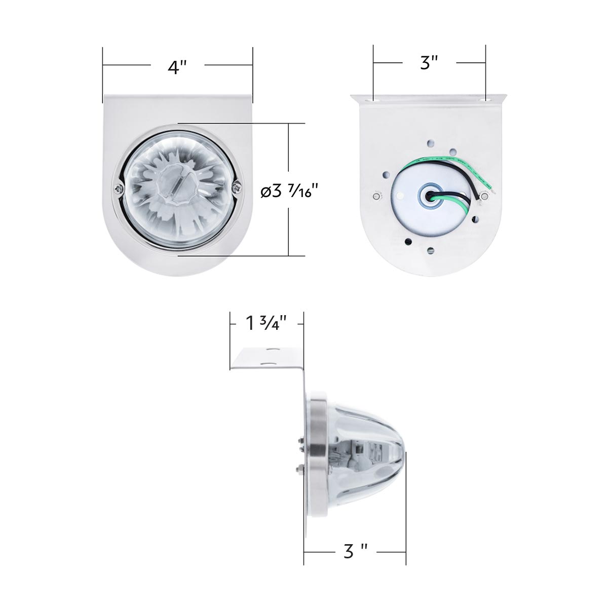 UltraBurst Glass Watermelon Light With Stainless Steel Light Bracket Kit-White LED/Clear Lens - Thumbnail 8