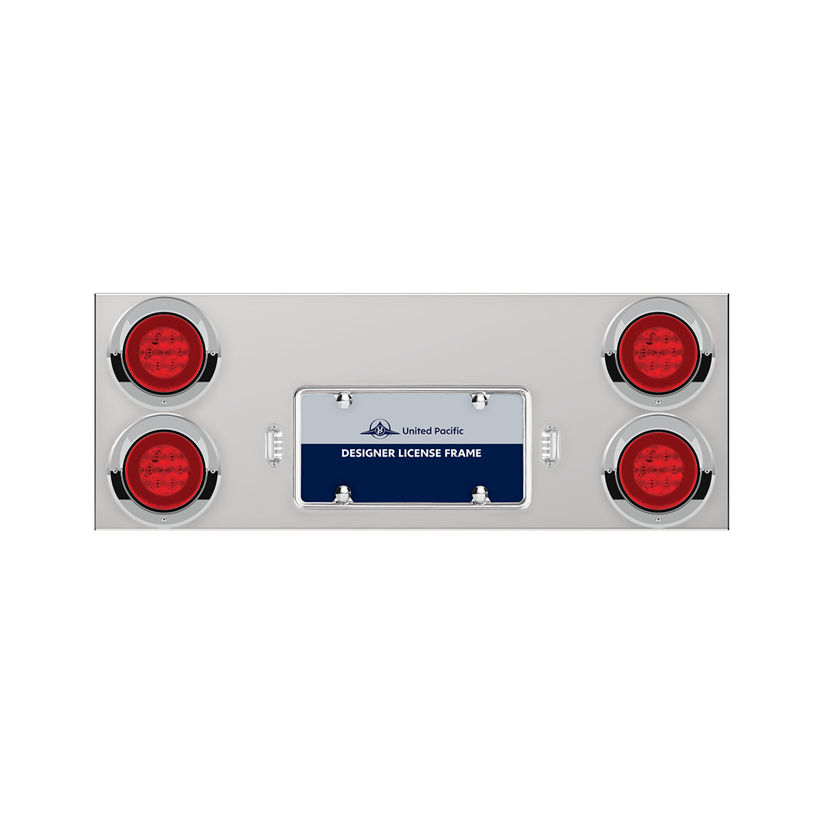 33-3/4" Stainless Rear Center Panel With Four 21 LED 4" GloLight & Visors - Red LED/Red Lens - Thumbnail 2