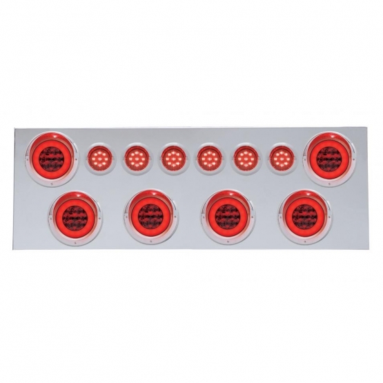 SS Rear Center Panel With 6X 21 LED 4" GloLight & 6X 9 LED 2" GloLight & Visor-Red LED & Lens