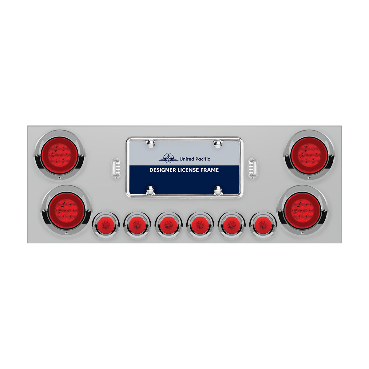 SS Rear Center Panel With 4X 21 LED 4" GloLight & 6X 6 LED 2" GloLight & Visors -Red LED & Lens - Thumbnail 2