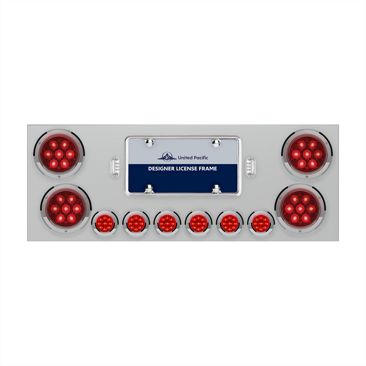 SS Rear Center Panel With 4X Red LED 4" Light & 6X Red LED 2" Light & Bezel -Red Lens -Comp. Series
