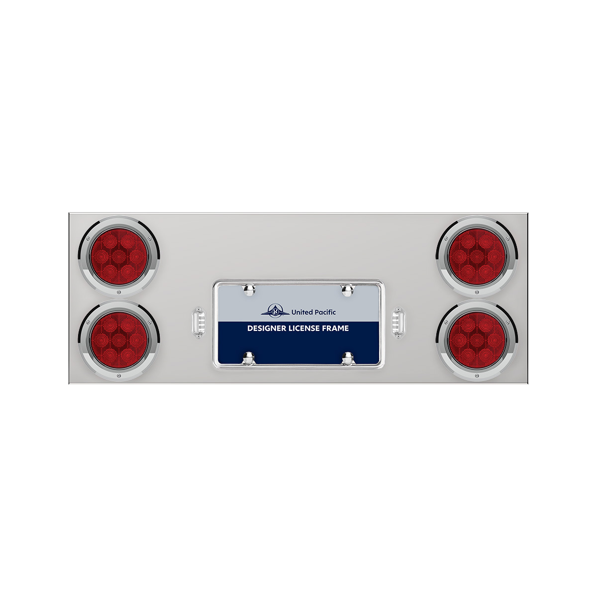 33-3/4" Stainless Rear Center Panel With Four 7 LED 4" Light & Bezel - Red LED/Red Lens - Competition Series - Thumbnail 2