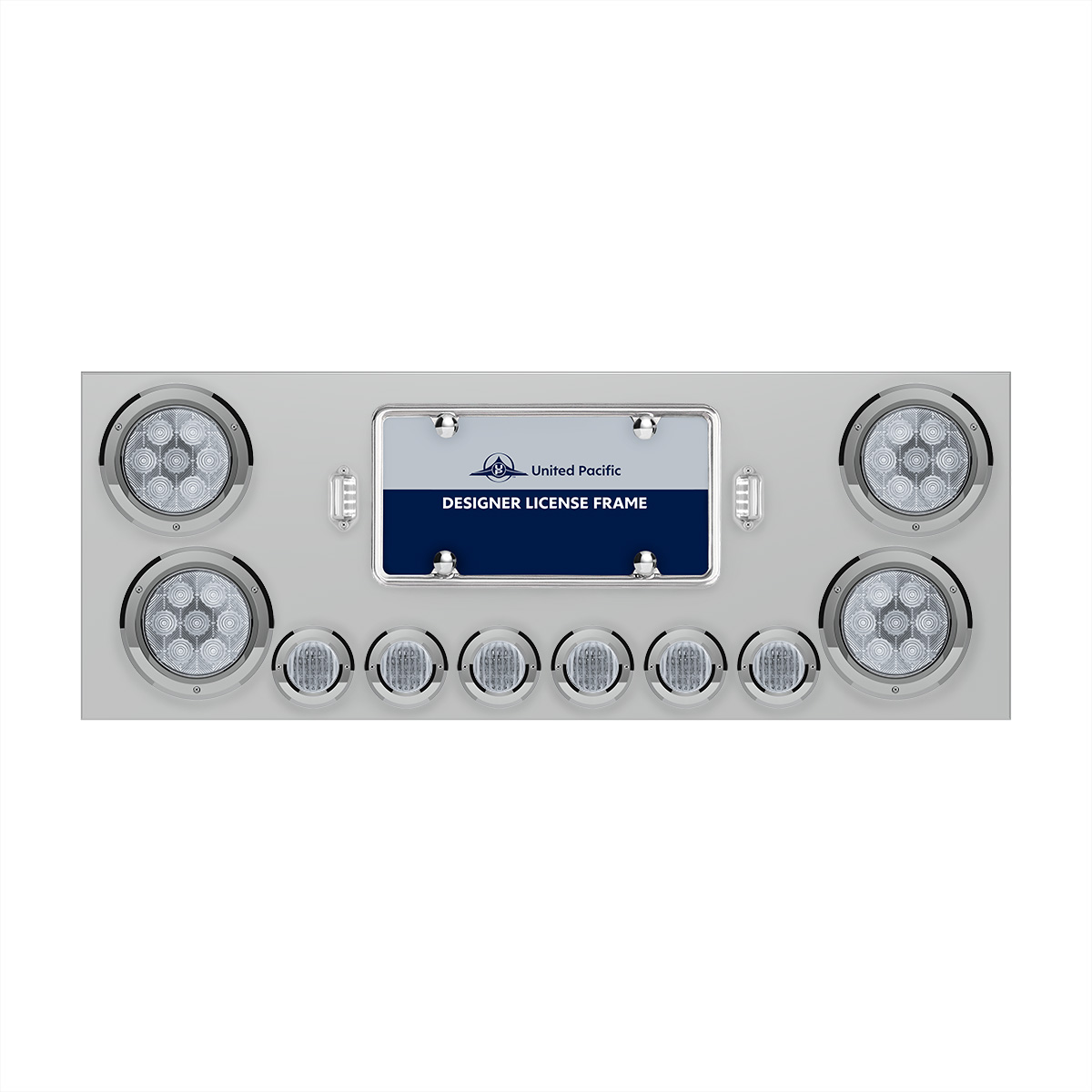 SS Rear Center Panel With 4X Red LED 4" Light & 6X Red LED 2" Light & Bezel -Clear Lens -Comp. Series - Thumbnail 2