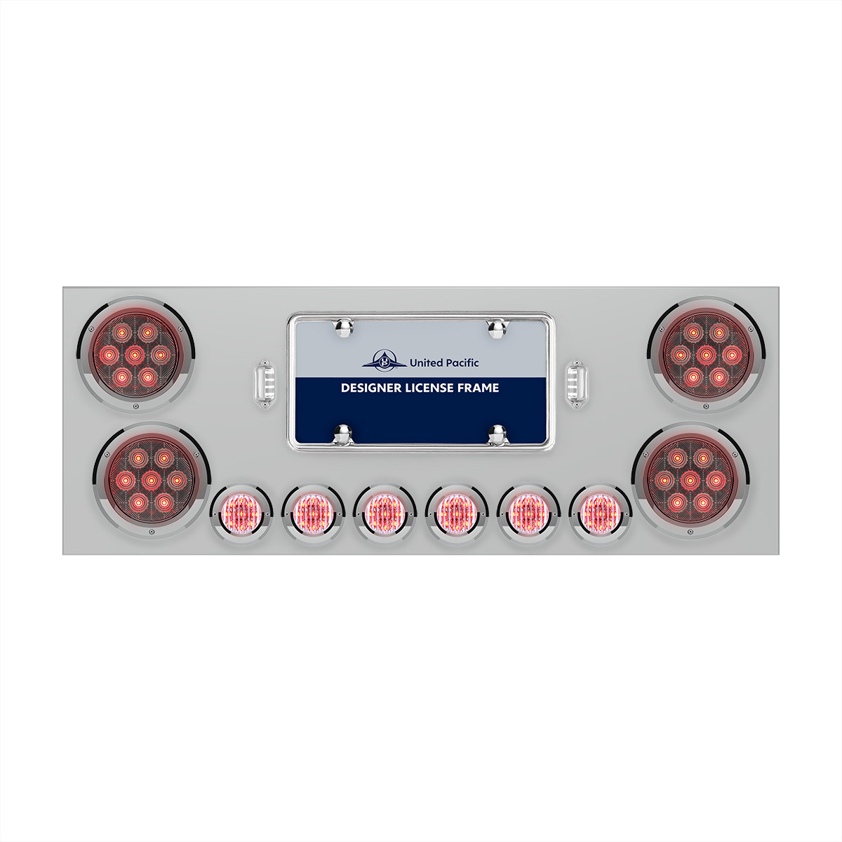 SS Rear Center Panel With 4X Red LED 4" Light & 6X Red LED 2" Light & Bezel -Clear Lens -Comp. Series - Thumbnail 6