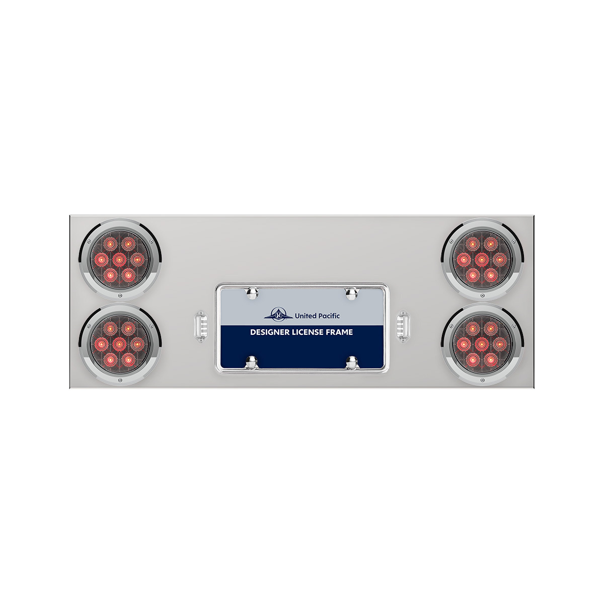 33-3/4" Stainless Rear Center Panel With Four 7 LED 4" Light & Bezel - Red LED/Clear Lens - Competition Series - Thumbnail 6
