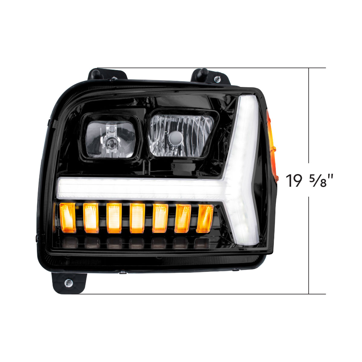 Blackout Headlight With LED DRL Light Bar & Turn Signal For 2018-2024 Kenworth W990-Driver - Thumbnail 8