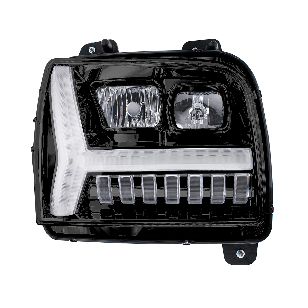 Blackout Headlight With LED DRL Light Bar & Turn Signal For 2018-2024 Kenworth W990-Passenger - Thumbnail 2