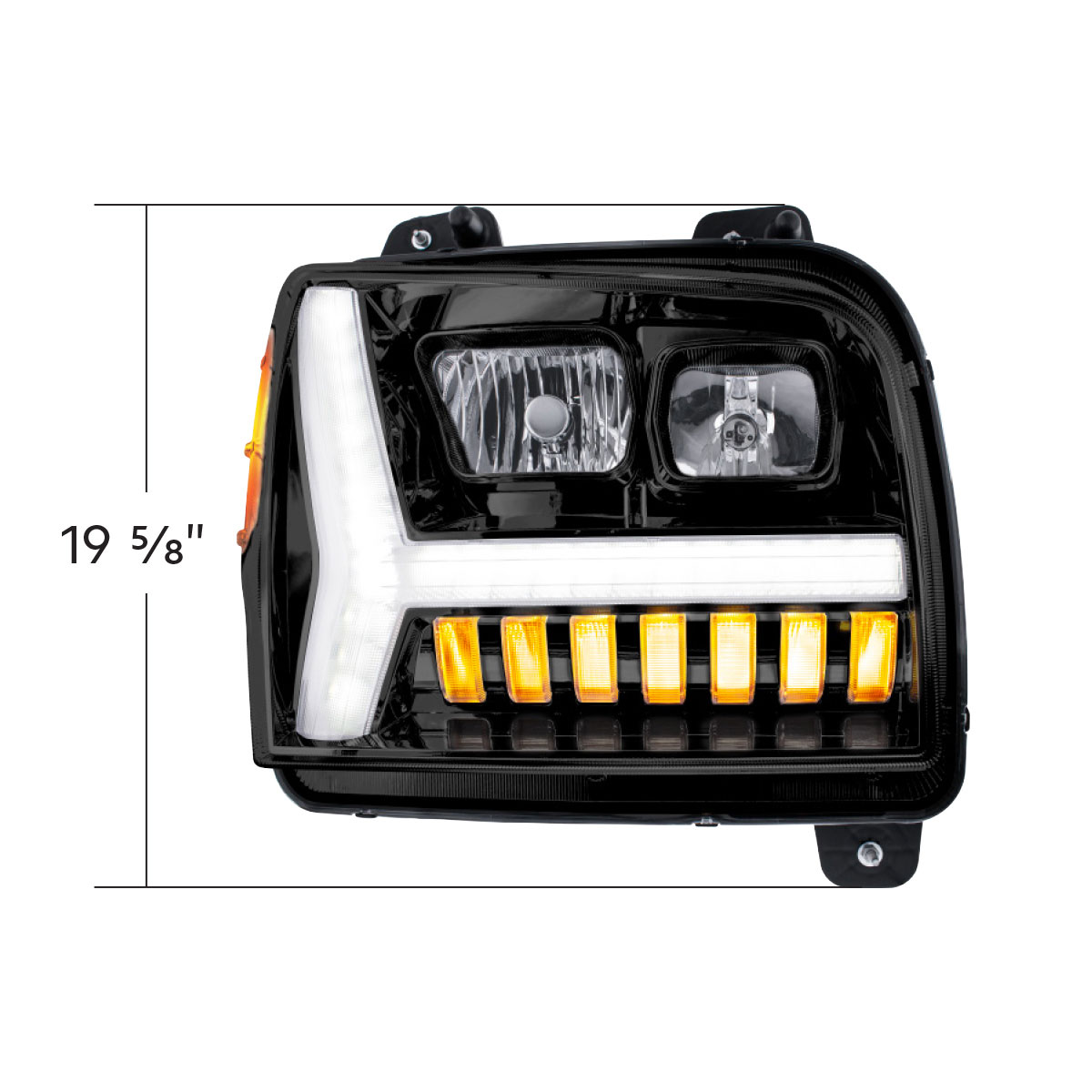 Blackout Headlight With LED DRL Light Bar & Turn Signal For 2018-2024 Kenworth W990-Passenger - Thumbnail 8