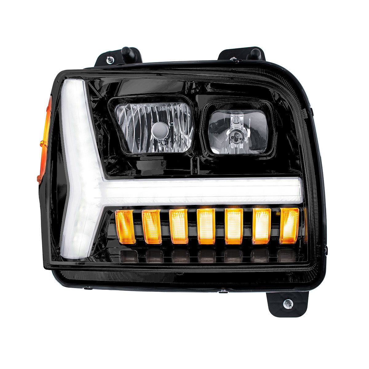 Blackout Headlight With LED DRL Light Bar & Turn Signal For 2018-2024 Kenworth W990-Passenger - Thumbnail 10