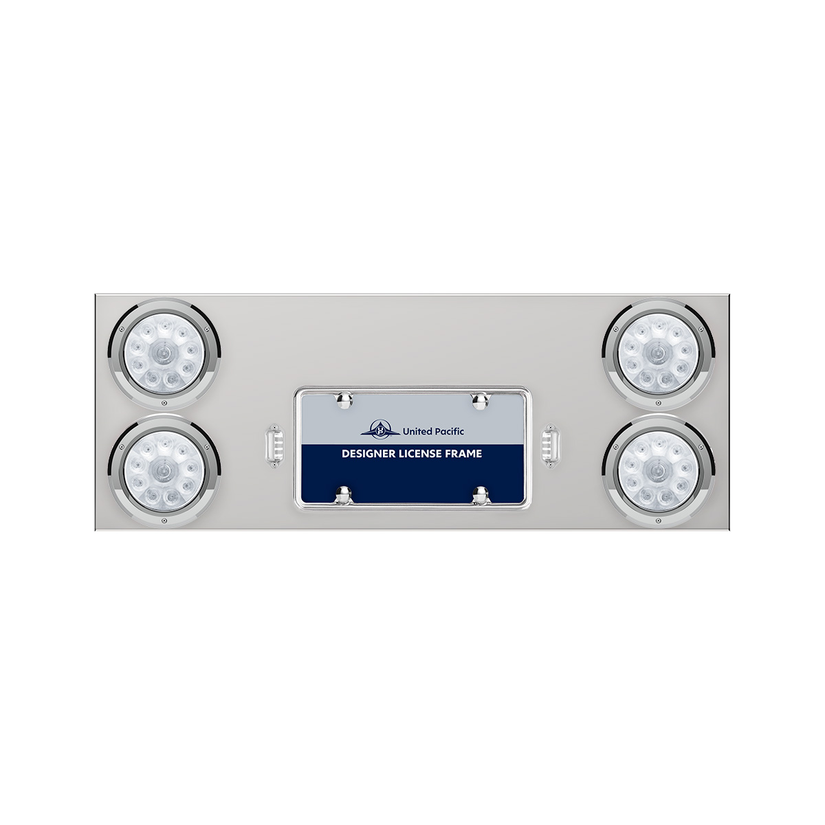 33-3/4" Stainless Rear Center Panel With Four 10 LED 4" Lights & Bezels - Red LED/Clear Lens - Thumbnail 2
