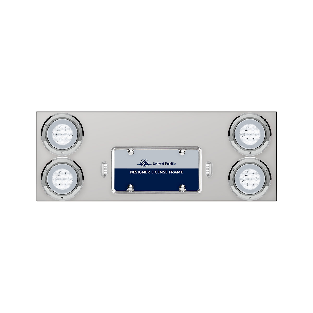 33-3/4" Stainless Rear Center Panel With Four 21 LED 4" GloLight & Bezels - Red LED/Clear Lens - Thumbnail 2