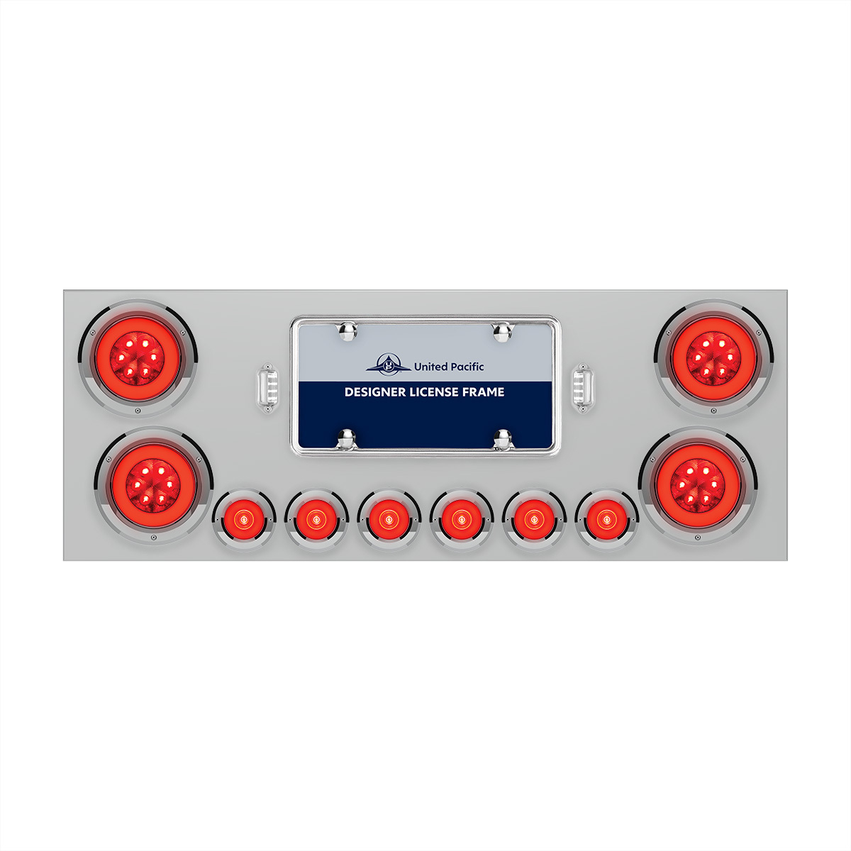 SS Rear Center Panel With 4X 21 LED 4" GloLight & 6X 6 LED 2" GloLight & Bezels -Red LED & Lens - Thumbnail 5