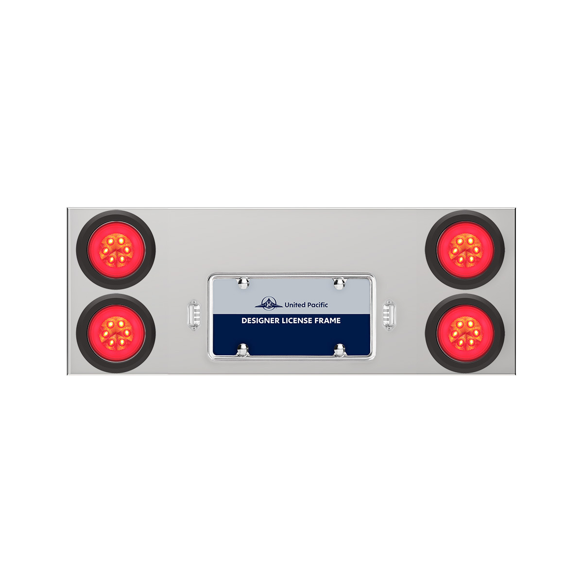 33-3/4" Stainless Rear Center Panel With Four 21 LED 4" GloLight & Grommets - Red LED/Clear Lens - Thumbnail 5
