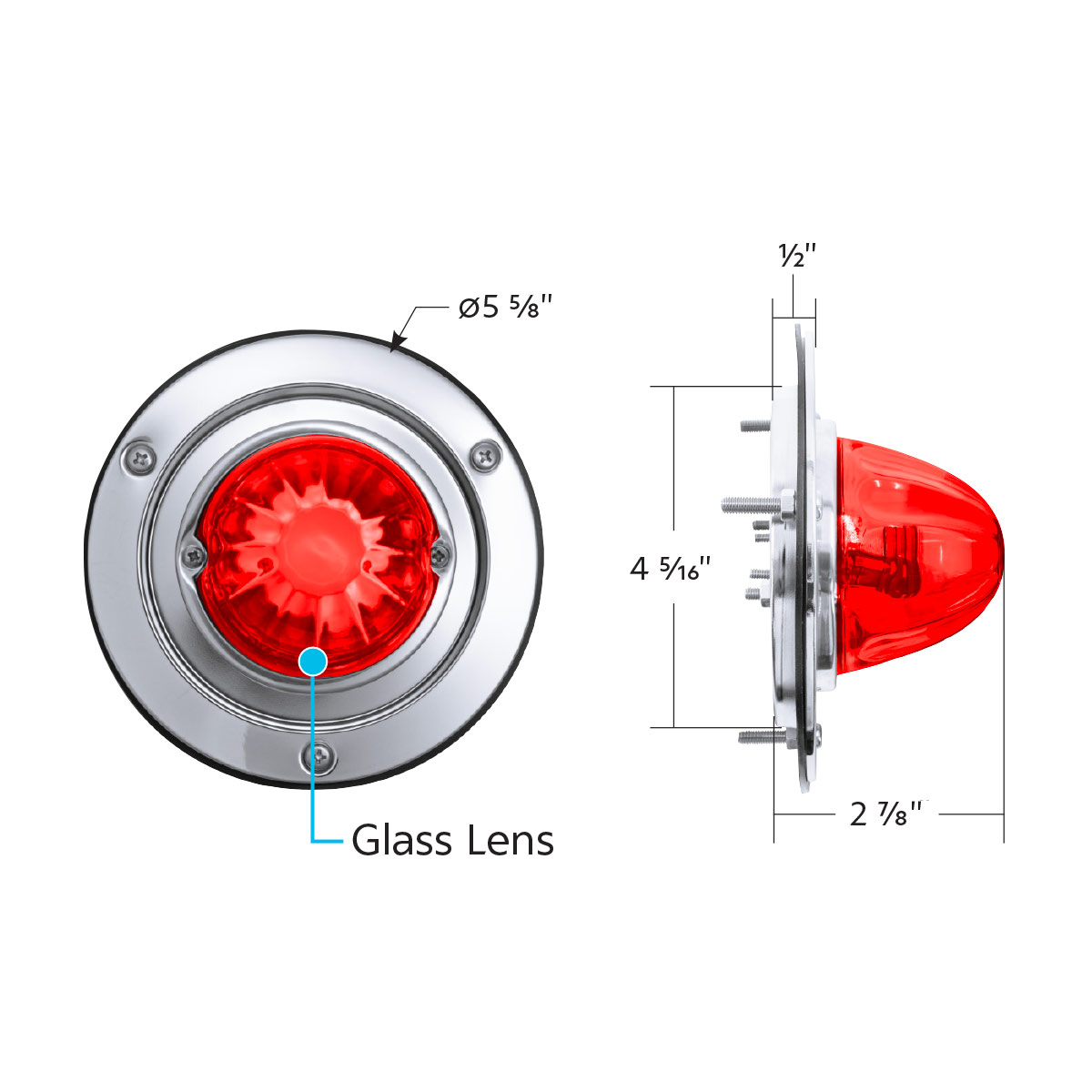 Dual Function Glass Watermelon Sleeper Bunk Kit With 304 Stainless Steel Bezel & LED Bulb-Red Lens/Red LED - Thumbnail 11