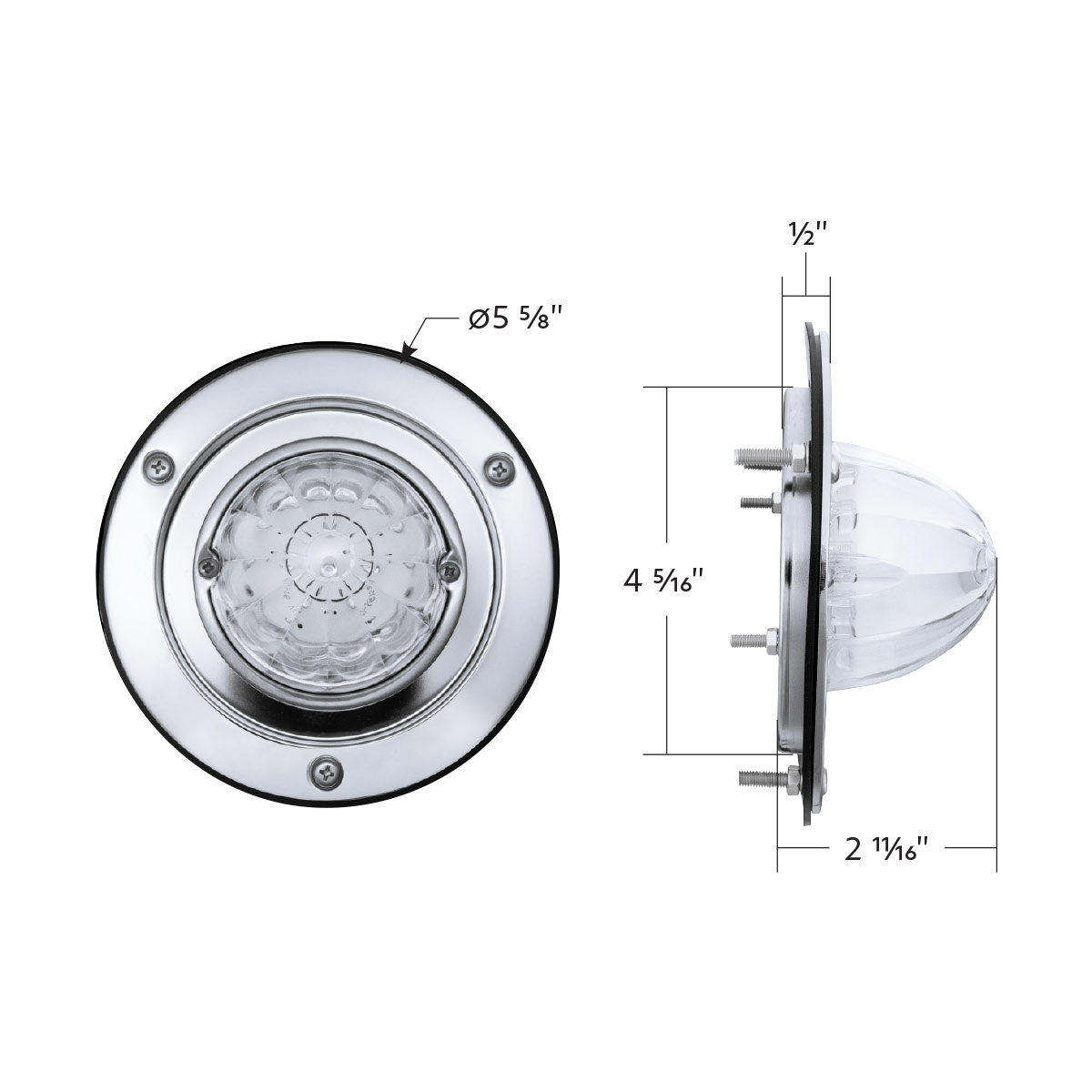 17 LED Dual Function Watermelon Sleeper Bunk Kit With 304 Stainless Steel Bezel-Amber LED/Clear Lens - Thumbnail 11