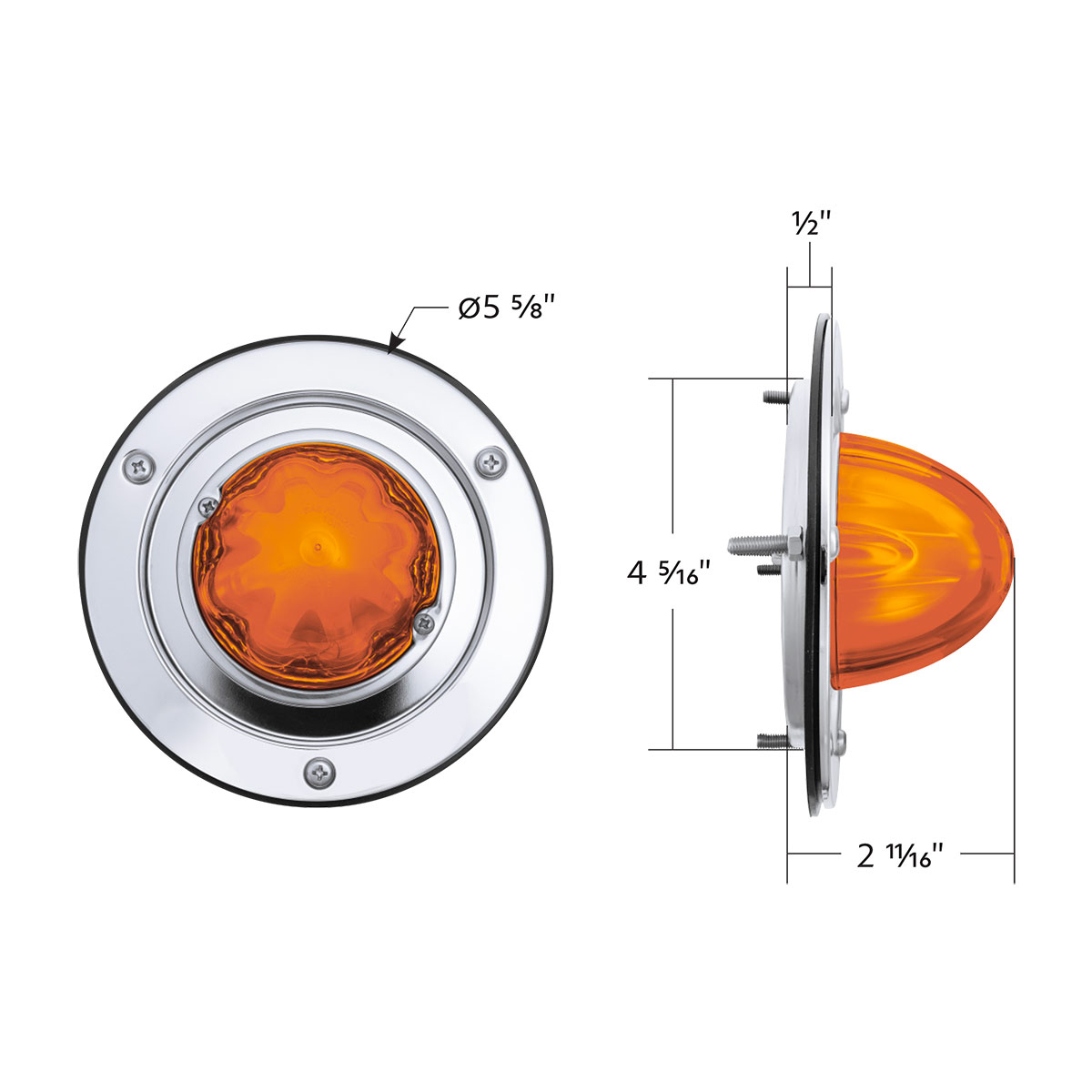 9 LED Dual Function GloLight Watermelon Sleeper Bunk Kit With 304 Stainless Steel Bezel-Amber LED/Amber Lens - Thumbnail 11