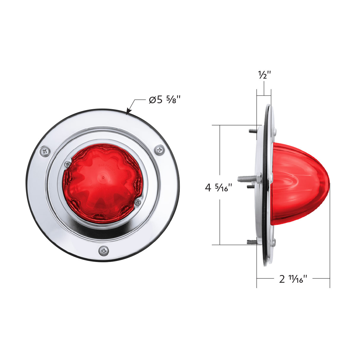 9 LED Dual Function GloLight Watermelon Sleeper Bunk Kit With 304 Stainless Steel Bezel-Red LED/Red Lens - Thumbnail 11