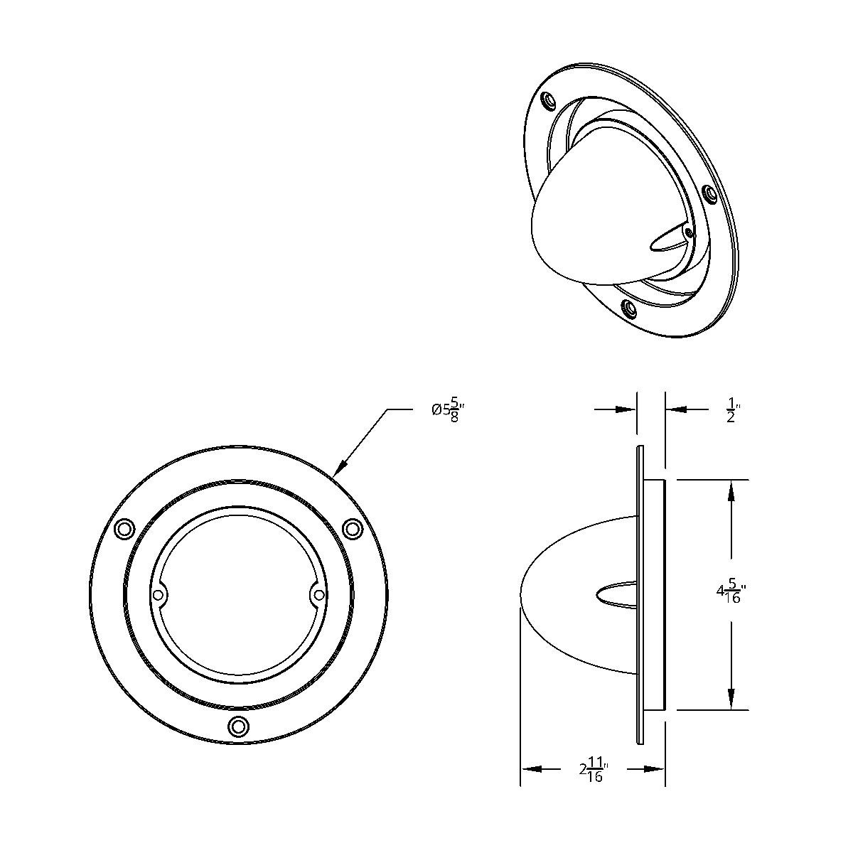 17 LED Dual Function Watermelon Reflector Light Sleeper Bunk Kit With 304 SS Bezel-Red LED/Red Lens - Thumbnail 13
