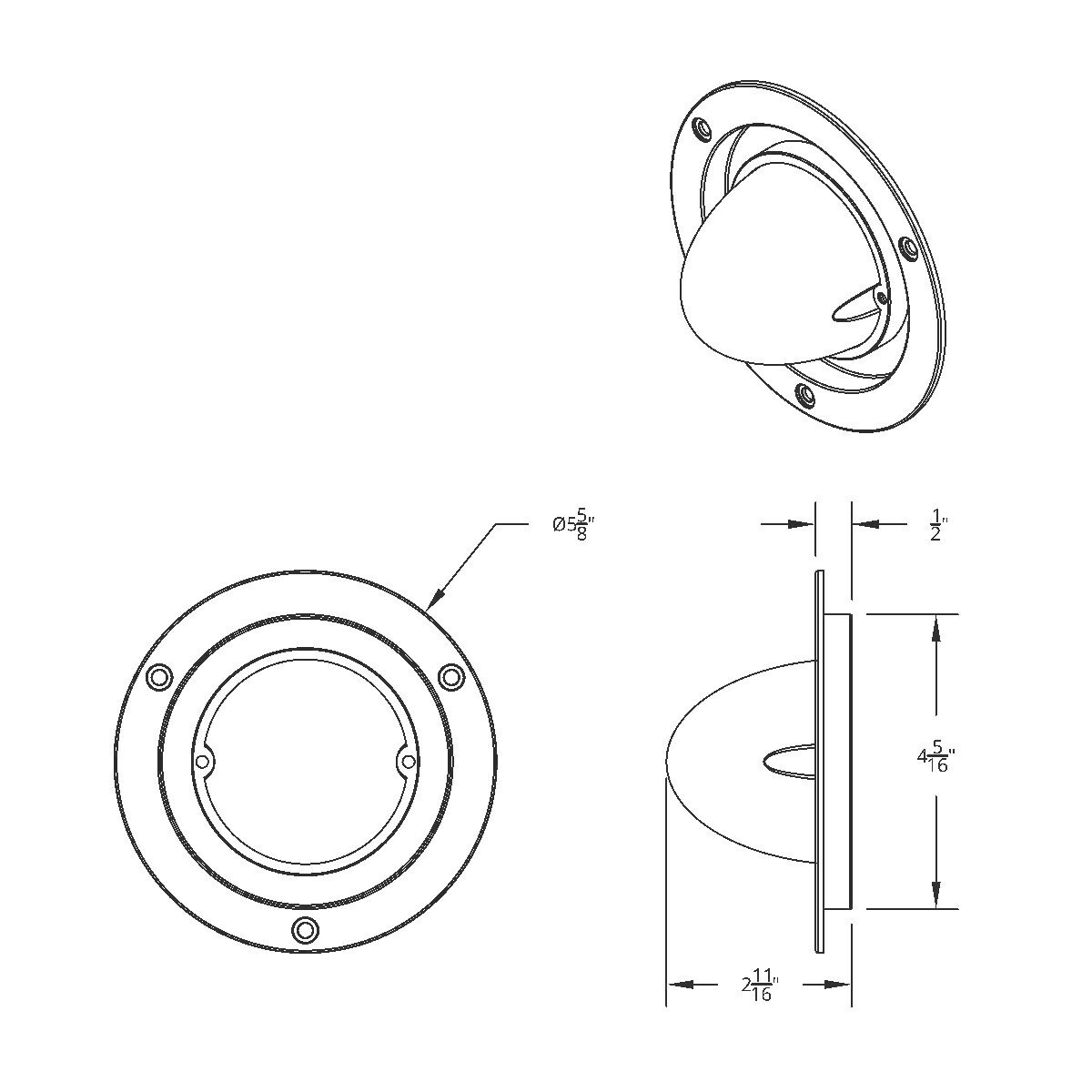 17 LED Dual Function Watermelon Reflector Light Sleeper Bunk Kit With 304 SS Bezel-Red LED/Clear Lens - Thumbnail 13