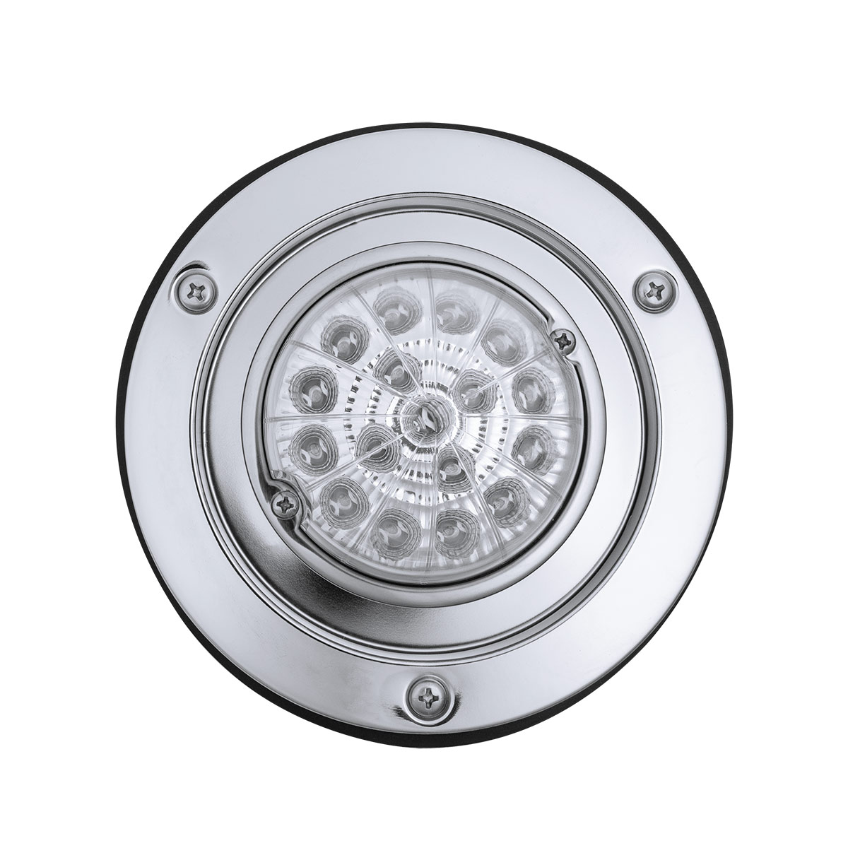 17 LED Dual Function Watermelon Reflector Light Sleeper Bunk Kit With 304 SS Bezel-Red LED/Clear Lens - Thumbnail 6