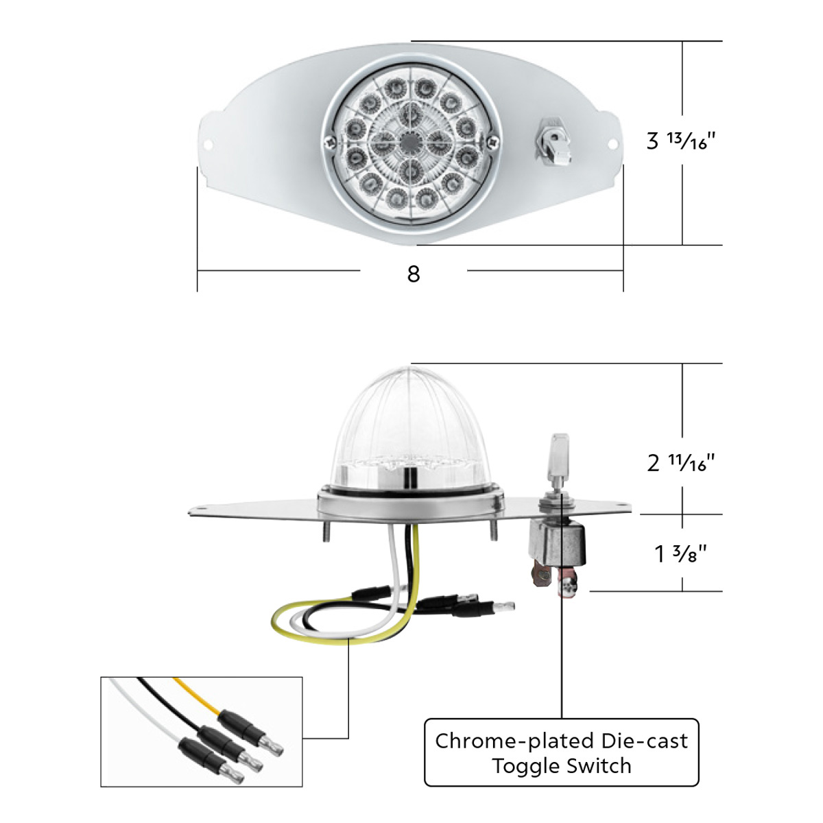 304 SS Above Door Dome Light Kit W/ 17 LED Double Fury Watermelon For 2008-2017 FL Cascadia-Amber & Blue LED - Thumbnail 12