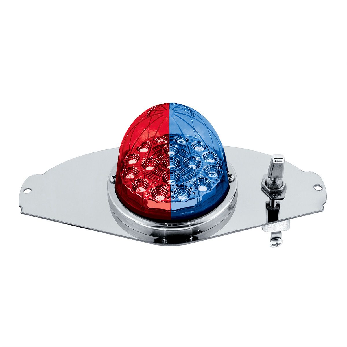 304 SS Above Door Dome Light Kit W/ 17 LED Double Fury Watermelon For 2008-2017 FL Cascadia-Red & Blue LED