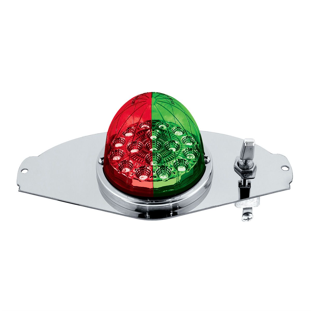 304 SS Above Door Dome Light Kit W/ 17 LED Double Fury Watermelon For 2008-2017 FL Cascadia-Red & Green LED