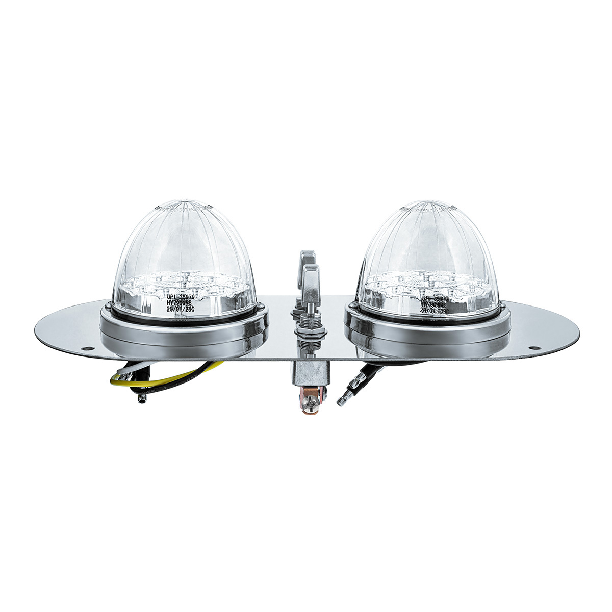 304 SS Above Door Dome Light Kit With 2 X 17 LED Double Fury Watermelon For KW & PB Trucks-Amber & Blue LED - Thumbnail 9