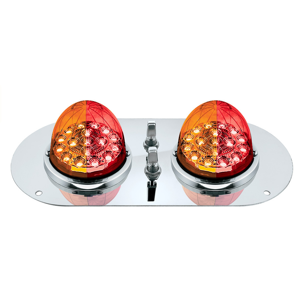 304 SS Above Door Dome Light Kit With 2 X 17 LED Double Fury Watermelon For KW & PB Trucks-Amber & Red LED - Thumbnail 14