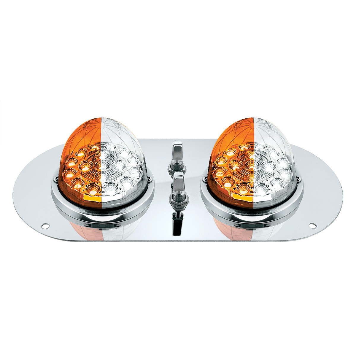 304 SS Above Door Dome Light Kit With 2 X 17 LED Double Fury Watermelon For KW & PB Trucks-Amber & White LED - Thumbnail 14