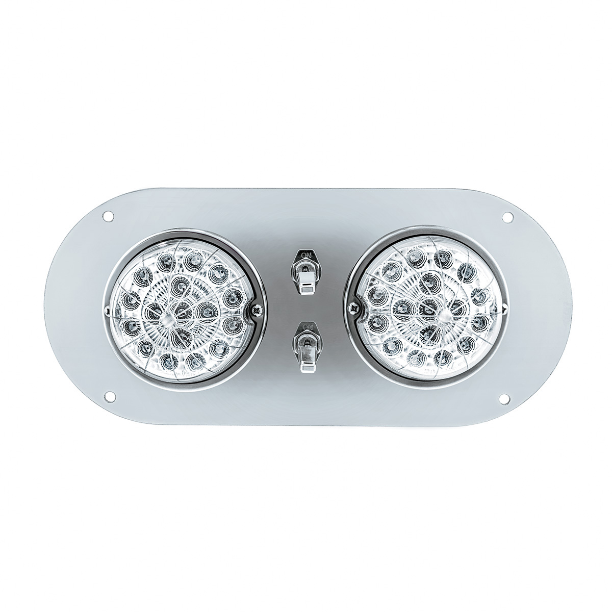 304 SS Above Door Dome Light Kit With 2 X 17 LED Double Fury Watermelon For KW & PB Trucks-Red & Blue LED - Thumbnail 8