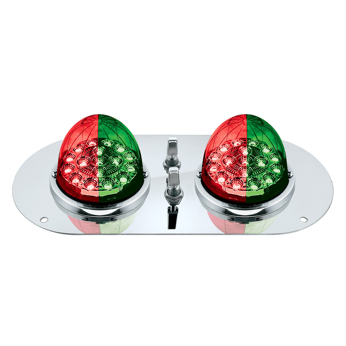 304 SS Above Door Dome Light Kit With 2 X 17 LED Double Fury Watermelon For KW & PB Trucks-Red & Green LED - Thumbnail 14