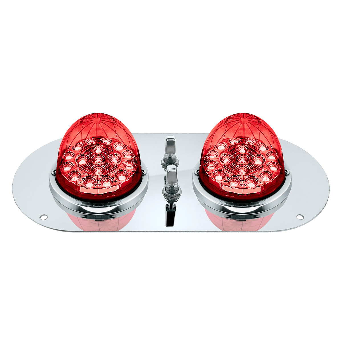 304 SS Above Door Dome Light Kit With 2 X 17 LED Double Fury Watermelon For KW & PB Trucks-Red & White LED - Thumbnail 2