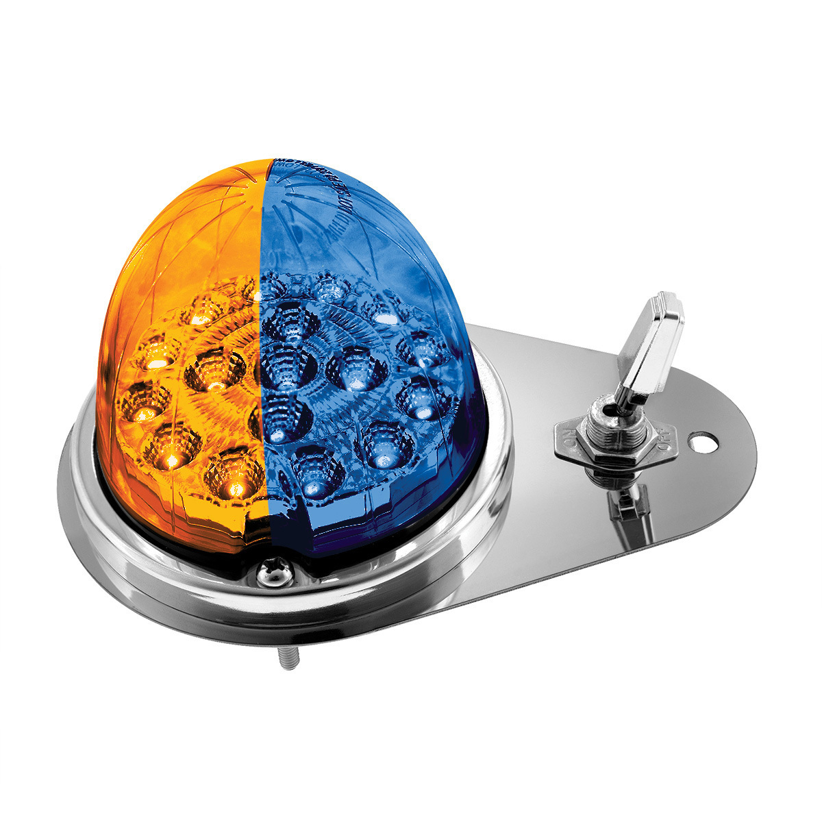 304 SS Above Door Dome Light Kit W/ 17 LED Double Fury Watermelon For 1994-2025 KW W900-Amber & Blue LED - Thumbnail 14