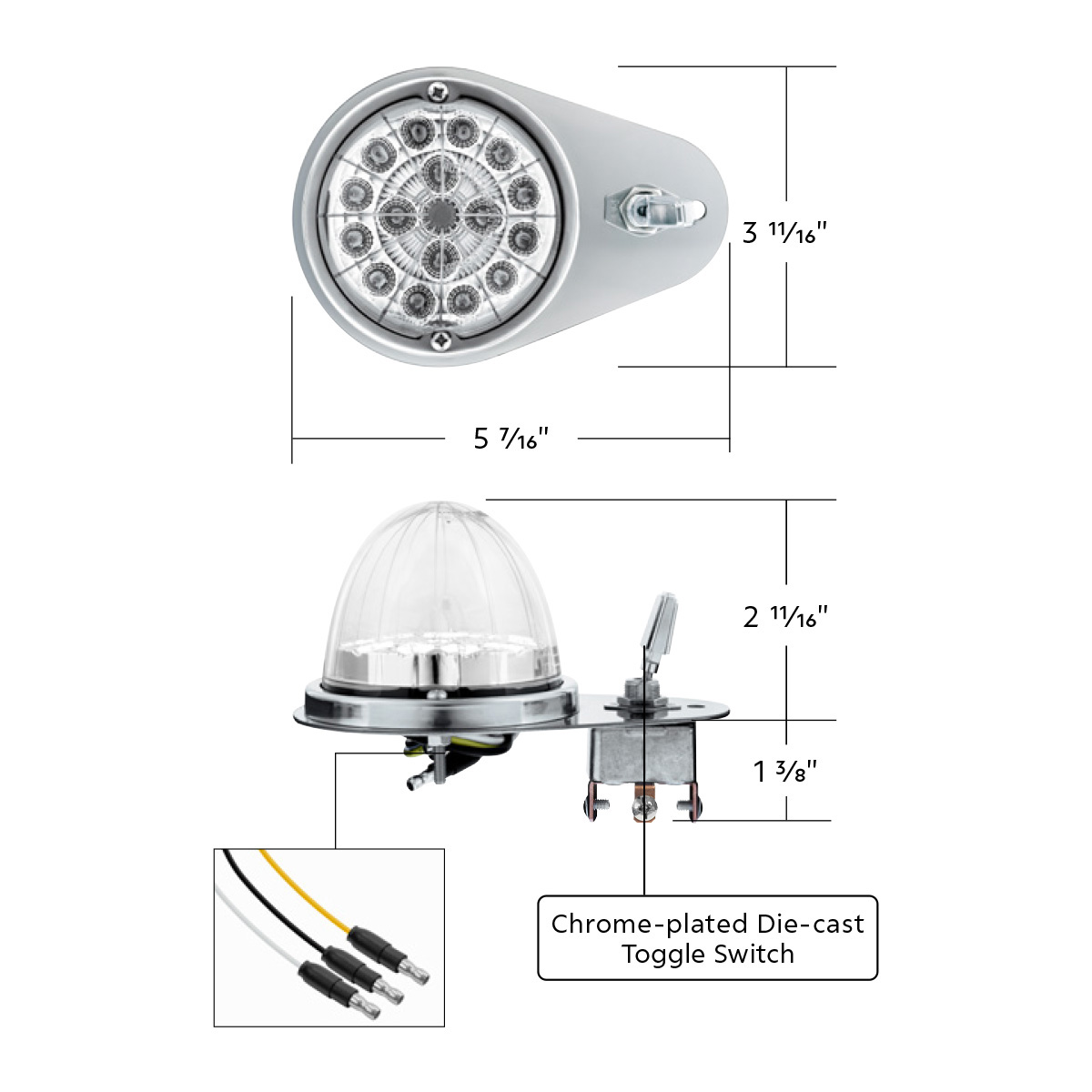 304 SS Above Door Dome Light Kit W/ 17 LED Double Fury Watermelon For 1994-2025 KW W900-Red & White LED - Thumbnail 12