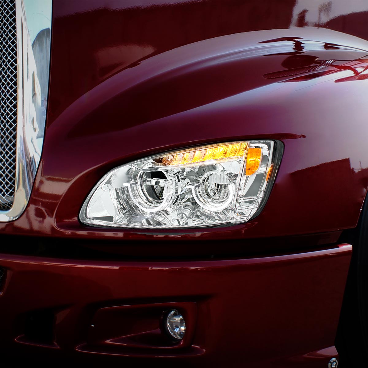 Chrome Full LED Headlight For 2008-2017 Kenworth T660-Driver - Thumbnail 8