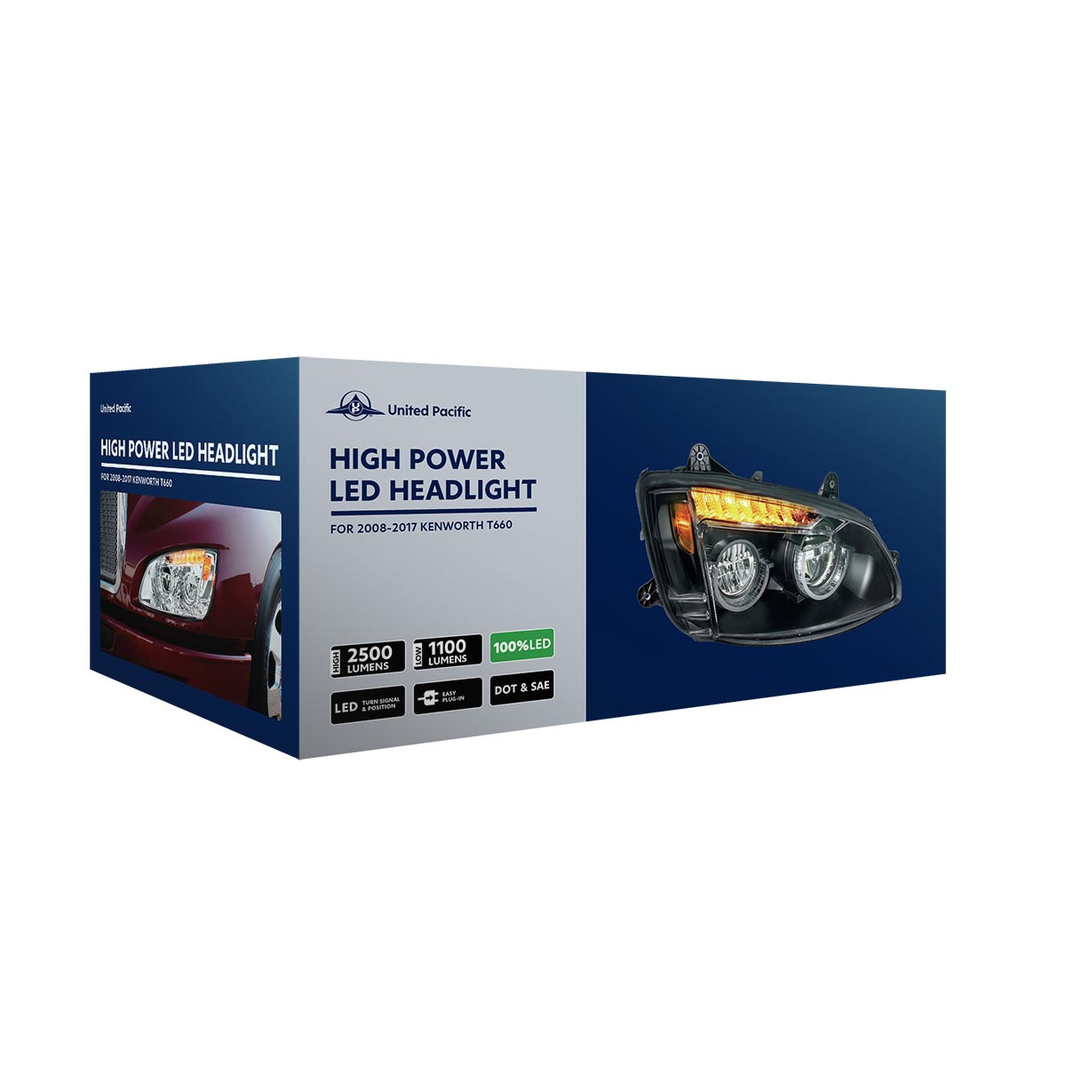 Blackout Full LED Headlight For 2008-2017 Kenworth T660-Driver - Thumbnail 7