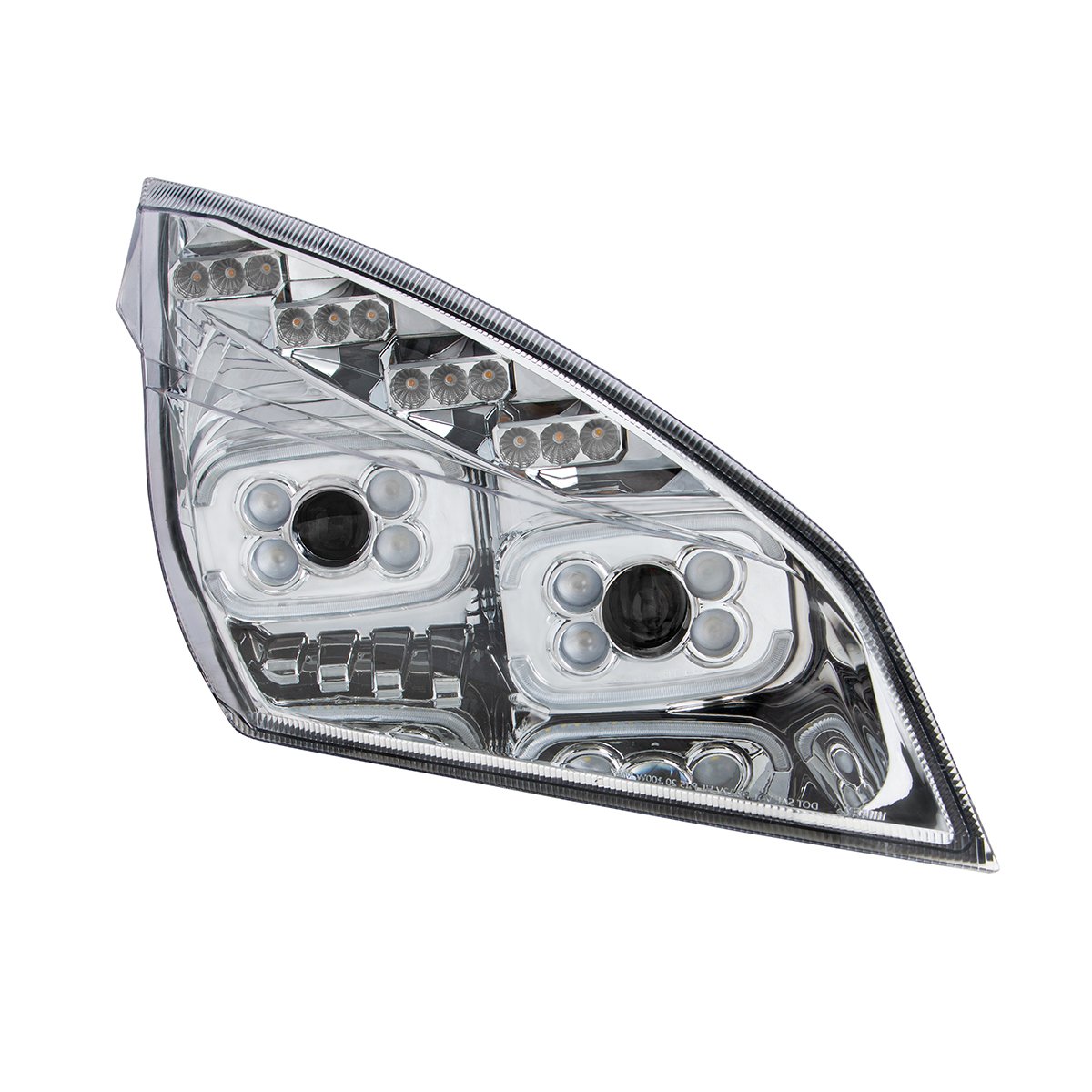 Chrome 10 LED Projector Headlight With LED Sequential Turn & DRL For 2018-2024 Freightliner Cascadia - Passenger - Thumbnail 4