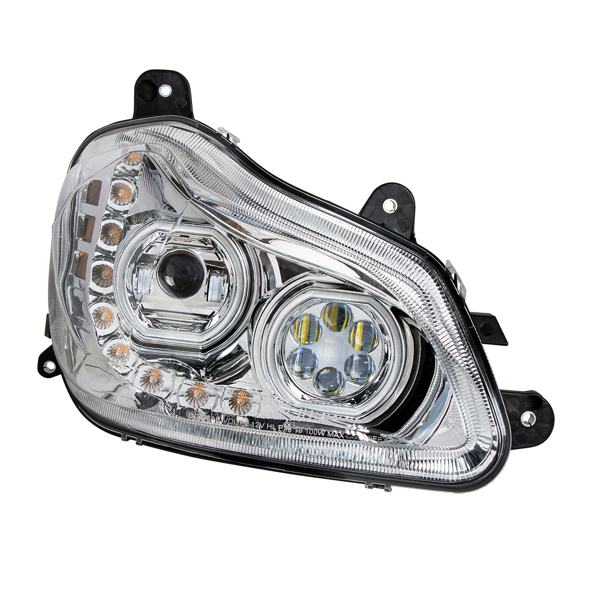 Chrome 10 LED Headlight for 2013-2021 Kenworth T680 - Passenger Side - Thumbnail 4
