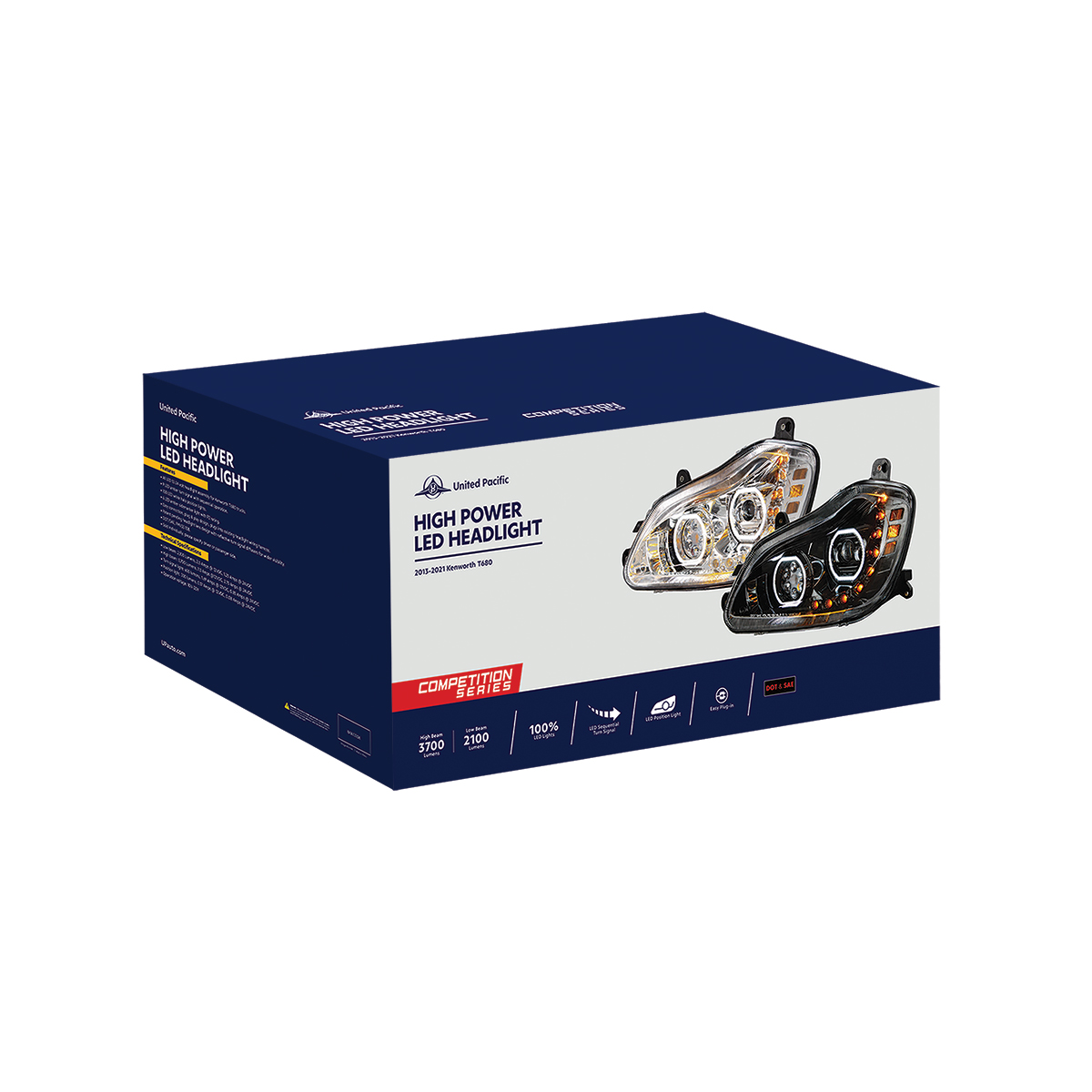 Black 10 LED Headlight For 2013-2021 Kenworth T680 - Driver Side - Thumbnail 6