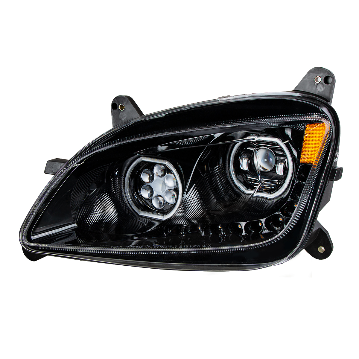Black 10 LED Headlight For Peterbilt 587 (2010-2016) & 579 (2012-2021) - Driver Side - Thumbnail 2