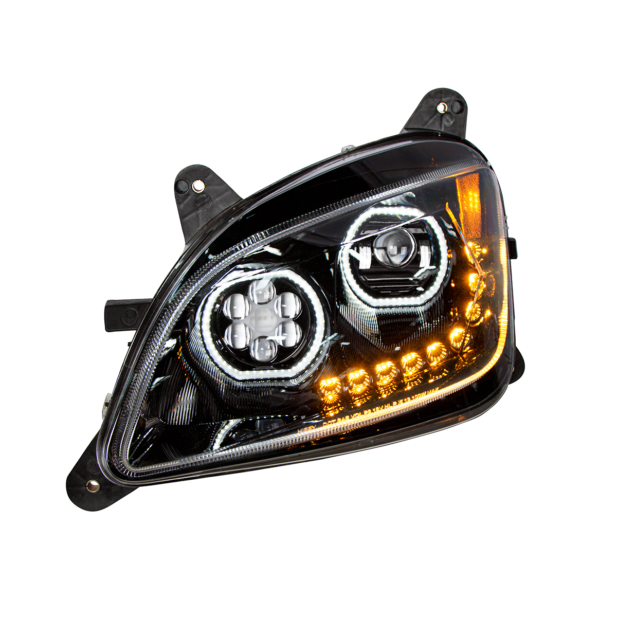 Black 10 LED Headlight For Peterbilt 587 (2010-2016) & 579 (2012-2021) - Driver Side - Thumbnail 3
