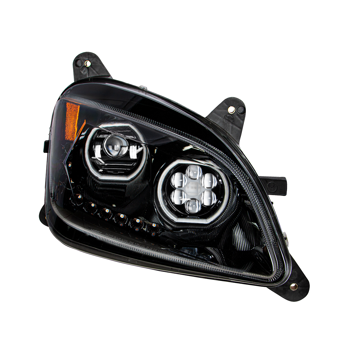 Black 10 LED Headlight For Peterbilt 587 (2010-2016) & 579 (2012-2021) - Passenger Side - Thumbnail 4