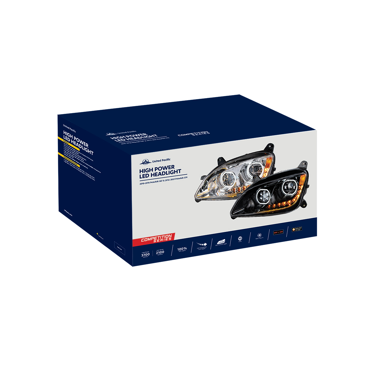 Black 10 LED Headlight For Peterbilt 587 (2010-2016) & 579 (2012-2021) - Passenger Side - Thumbnail 6