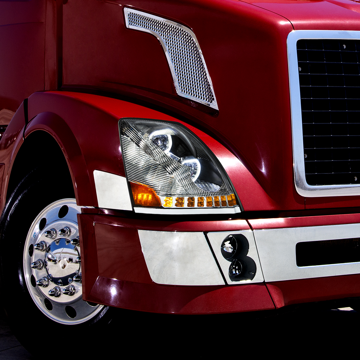 Chrome 10 LED Headlight For 2003-2017 Volvo VN/VNL - Passenger Side - Thumbnail 8